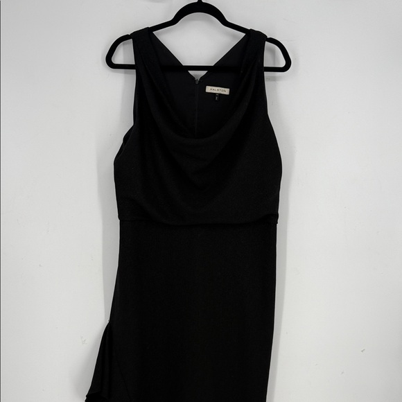 Halston Effie Sleeveless Cowl Neck Metallic Shimmer Gown size 14 - Picture 4 of 8